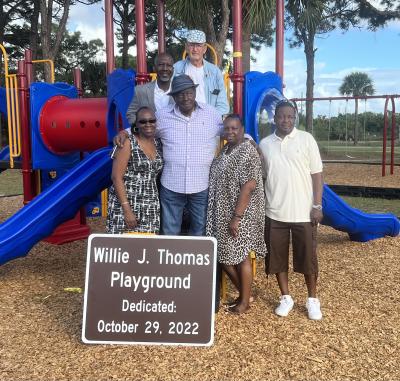 Mr. Thomas and Family with Mayor Albury and Councilmember McConnell 